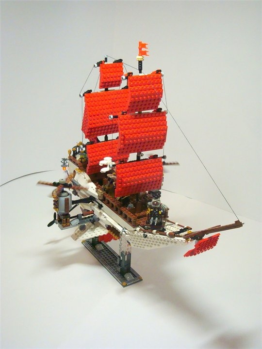 LEGO MOC - Steampunk Machine - Steampunk styled 'Scarlet Sails': Общий вид  с вращающимися винтами .
