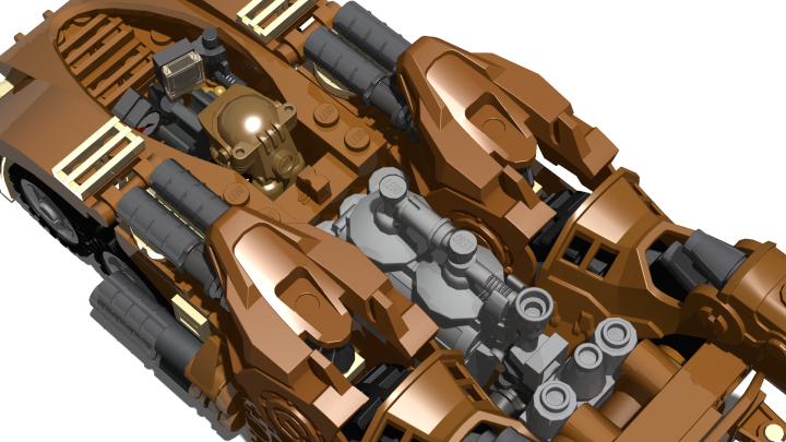 LEGO MOC - Steampunk Machine - Steampunk Assault-Pursiut Tank: Паровой двигатель и внутренности кабины.
