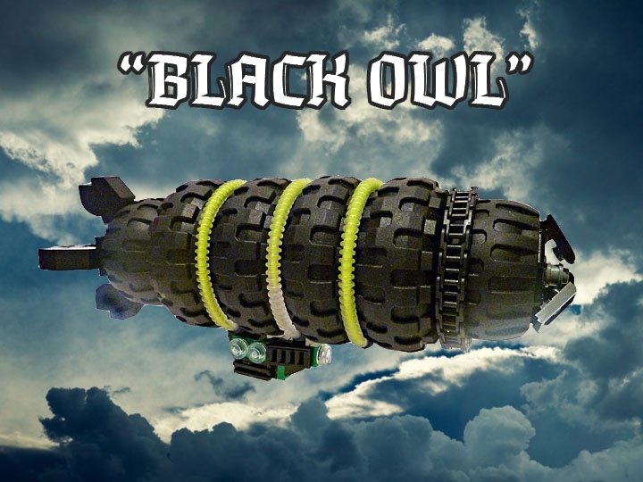 LEGO MOC - Mini-contest 'Zeppelin Battle' - Black Owl: Создание 'Филина' показало, что и в XXII веке дирижабли могут конкурировать с другими летательными аппаратами. Но как бы 'Black Owl' не был прочен, он всё равно был уничтожен в 2185 году русской авиацией. 'Филин' стал последним дирижаблем из созданных когда-либо человечеством... И этому не смогло помешать и открытие анобтаниума - как выяснилось, он является очень легко воспламеняемым газом.