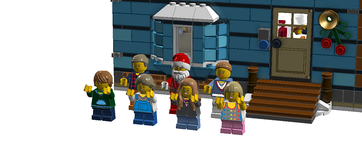 LEGO MOC - New Year's Brick 2014 - Новый Год в семейном доме: Счастливое семейство и Дедушка Мороз.
