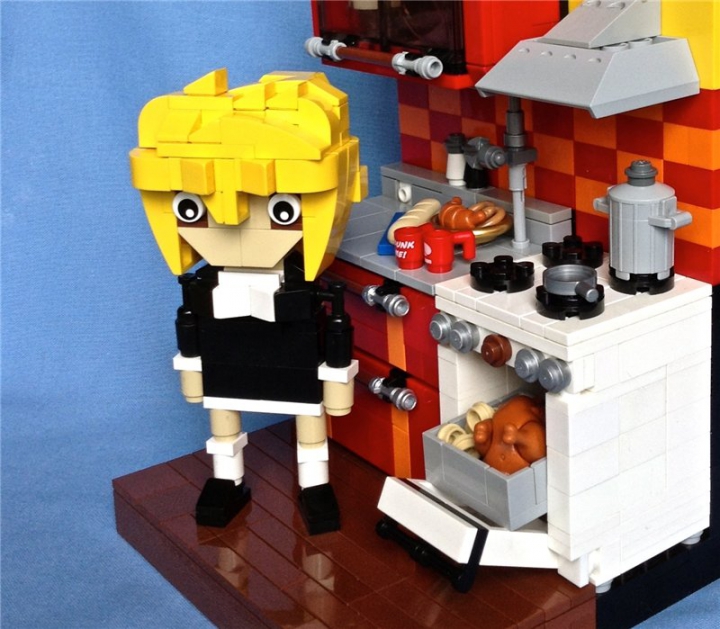 LEGO MOC - 16x16: Technics - Gas-stove: Обязательный элемент газовой плиты - легкодоступность к  перекрывающему вентилю газового стояка.