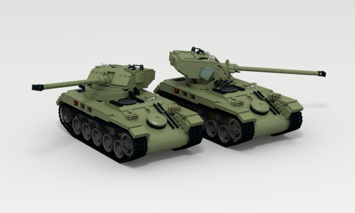 LEGO MOC - LDD-contest '20th-century military equipment‎' - Light Tank AMX-13: Углы вертикальной наводки -6...+13 градусов.