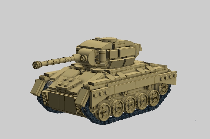 LEGO MOC - LDD-contest '20th-century military equipment‎' - Light Tank M24 'Chaffee': Довольно большое количество 'дыр' на башне, которые убрать не удалось... (будем считать, что туда не один раз влетали вражеские снаряды)