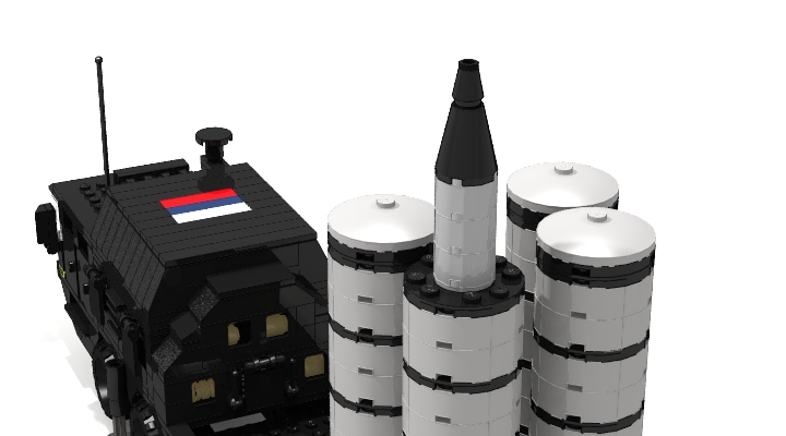 LEGO MOC - LDD-contest '20th-century military equipment‎' - Air Defense Missile Systems S-300PS: При достижении ракетой практически нулевой скорости запускается двигатель и газовые рули по программе, заложенной в автопилот перед стартом, затем происходит ее захват системами слежения и начинается управляемый полет.