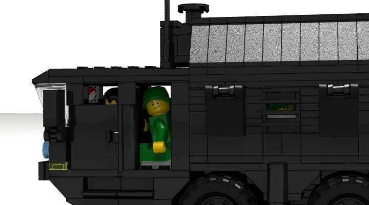 LEGO MOC - LDD-contest '20th-century military equipment‎' - Air Defense Missile Systems S-300PS: ЗРС С-300ПС оснащалась усовершенствованными ракетами, имела высокую помехозащищенность, а все ее основные элементы – контейнер подготовки и управления стартом ракет, система автономного электропитания, транспортно-пусковые контейнеры зенитных ракет, размещались на шасси автомобиля типа МАЗ повышенной проходимости.