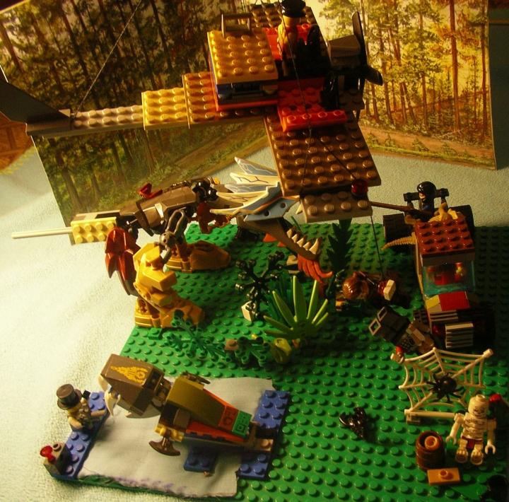 LEGO MOC - Jurassic World - Битва на Острове Динозавров: На помощь охотникам прилетает самолет