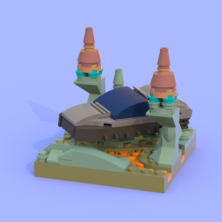 LEGO MOC - Battle of the Masters 'In cube' - Пересечение ручья в каньоне: Кто откроет ЛДД файл, найдёт сюрприз на днище ховеркара, который отрендерить не получилось.