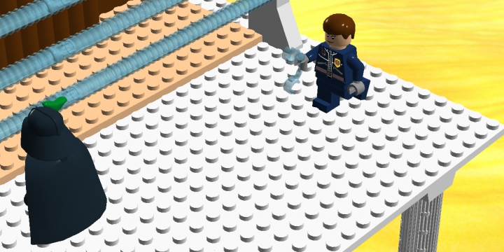LEGO MOC - Инопланетная жизнь - Зоопарк Звёздных войн.: Ну вот... К нему идёт охранник со световыми наручниками. А правила нужны, чтобы всем было хорошо, а не одному лорду Вейдеру. А пока охранник разбирается с нарушителем, мы осмотрим животных.