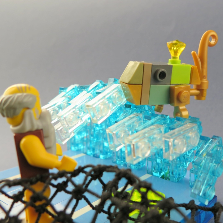 LEGO MOC - Russian Tales' Wonders - The Tale of the Fisherman and the Fish: Как взмолится золотая рыбка! Голосом молвит человечьим: <br />
'Отпусти ты, старче, меня в море,  дорогой за себя дам откуп:<br />
откуплюсь чем только пожелаешь.'