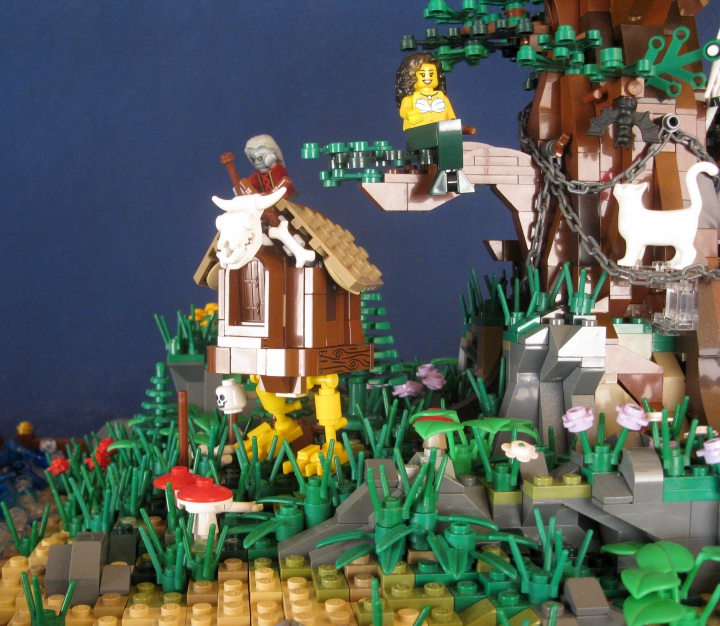 LEGO MOC - Russian Tales' Wonders - A green oak-tree by the lukomorye: Русалка, как и положено, сидит на ветвях.