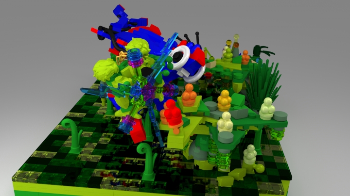 LEGO MOC - Fantastic Beasts And Who Dreams Of Them - Куфр и Охакат.: Но теперь он живёт в симбиозе с Куфром,  который защищает его от злых и страшных хищников, а Охакат за это направляет магию на фрукты,   чтобы они быстрее выросли и созрели.<br />
