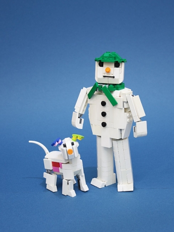 The snowman and the snowdog.
