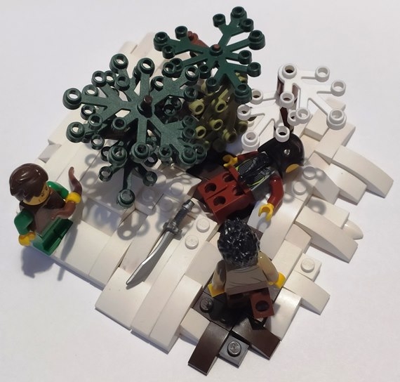 LEGO MOC - LEGO-конкурс 16x16: 'Иллюстрация' - Р.Л. Стивенсон. 'Черная стрела': Дик бежит к рыцарю.