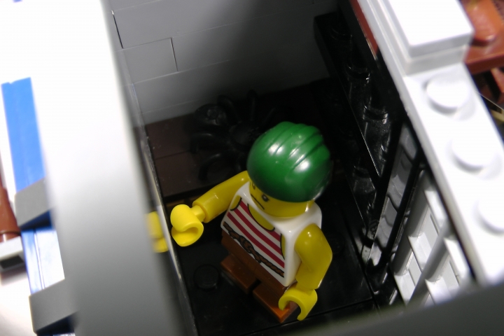 LEGO MOC - LEGO-contest 24x24: 'Pirates' - Бомба для губернатора или Драма на КПП: Сидящий в Камере Предварительного Заключения плут и мошенник Бобби убеждён, что сидит совершенно ни за что. Не ядовитый, но очень злой паук Аратек, на которого очень скоро рухнет лишившийся от горя чувств Бобби, не разделяет его мнения.