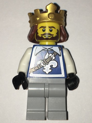 LEGO Minifig Hair Mid-Length King Straight with Gold Crown Pattern Warrior