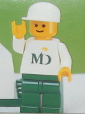plukke Fabrikant Interpretive Bricker - LEGO Minifigure - mdf001 MD Foods - White Torso (Sticker on both  sides), Green Legs, White Cap