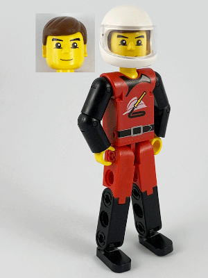 Bricker - LEGO Minifigure - tech017a Technic Figure Red Legs, Red Top with  Technic Logo and Black Hair (Set 8300)