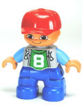 LEGO 47205pb026 Duplo Figure Lego Ville, Child Boy, Blue Legs, Light Bluish Gray Top with 