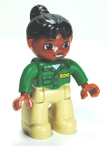 LEGO 47394pb158 Duplo Figure Lego Ville, Female, Tan Legs, Green Top with 