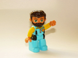LEGO 47394pb268 Duplo Figure Lego Ville, Male, Medium Azure Diving Suit, Yellow Arms, Reddish Brown Hair, Beard