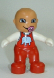 LEGO 85363pb001 Duplo Figure Lego Ville, Baby, Red Overalls with Elephant Pattern, Pacifier
