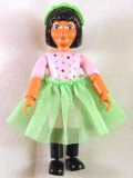 LEGO Belvfem45a Belville Female - Pink Shorts, Black Boots Pattern, Pink Shirt with Stars, Black Hair, Skirt, Headband - Belville #5853