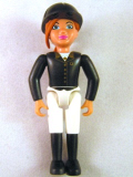 LEGO Belvfem78a Belville Female - Horse Rider, White Shorts, Black Shirt with Gold Buttons and Collar, Black Boots, Dark Orange Ponytail, Riding Hat - Belville #7587