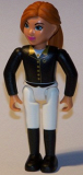 LEGO belvFem78 Belville Female - Horse Rider, White Shorts, Black Shirt with Gold Buttons and Collar, Black Boots, Dark Orange Ponytail (7587)