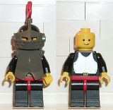 LEGO cas172 Breastplate - Armor over Black, Black Helmet, Dark Gray Visor, Red 3-Feather Plume (6034)
