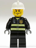 LEGO cty0020 Fire - Reflective Stripes, Black Legs, White Fire Helmet, Cheek Lines, Dark Bluish Gray Hands
