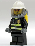 LEGO cty0026 Fire - Reflective Stripes, Black Legs, White Fire Helmet, Breathing Neck Gear with Airtanks, Orange Glasses