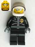 LEGO cty0027 Police - City Leather Jacket with Gold Badge, White Helmet, Trans-Black Visor, Silver Sunglasses