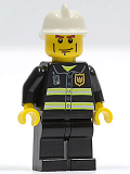 LEGO cty0043 Fire - Reflective Stripes, Black Legs, White Fire Helmet, Cheek Lines, Yellow Hands