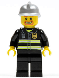 LEGO cty0045 Fire - Reflective Stripes, Black Legs, Silver Fire Helmet, Beard around Mouth