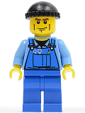 LEGO cty0076 Overalls with Tools in Pocket Blue, Black Knit Cap, Cheek Lines