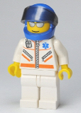 LEGO cty0081 Doctor - Jacket with Zipper and EMT Star of Life - White Legs, Blue Helmet, Trans-Black Visor, Silver Sunglasses
