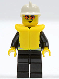 LEGO cty0085 Fire - Reflective Stripes, Black Legs, White Fire Helmet, Orange Sunglasses, Life Jacket