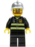 LEGO cty0087 Fire - Reflective Stripes, Black Legs, Silver Fire Helmet, Beard and Glasses (Hovercraft Pilot)