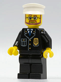 LEGO cty0097 Police - City Suit with Blue Tie and Badge, Black Legs, White Hat, Beard and Glasses