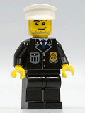 LEGO cty0099 Police - City Suit with Blue Tie and Badge, Black Legs, White Hat, Smirk and Stubble Beard