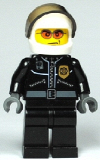 LEGO cty0102 Police - City Leather Jacket with Gold Badge, White Helmet, Trans-Black Visor, Orange Sunglasses
