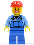 LEGO cty0159 Overalls with Tools in Pocket Blue, Red Construction Helmet, Beard around Mouth