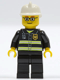 LEGO cty0164 Fire - Reflective Stripes, Black Legs, White Fire Helmet, Glasses and Brown Thin Eyebrows