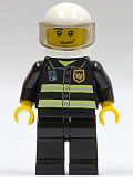 LEGO cty0166 Fire - Reflective Stripes, Black Legs, White Standard Helmet, Trans-Black Visor, Stubble Beard and Moustache, Smirk and Stubble Beard