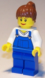 LEGO cty0171 Farm Hand, Female, Overalls Blue over V-Neck Shirt