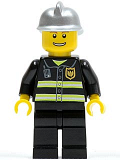 LEGO cty0173 Fire - Reflective Stripes, Black Legs, Silver Fire Helmet, Thin Grin with Teeth