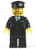 LEGO cty0189 Suit Black, Black Police Hat, Brown Beard Rounded - Tram Driver