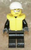 LEGO cty0197 Police - City Leather Jacket with Gold Badge, White Short Bill Cap, Silver Sunglasses, Life Jacket