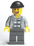 LEGO cty0208 Police - Jail Prisoner Jacket over Prison Stripes, Dark Bluish Gray Legs, Black Knit Cap, Missing Tooth