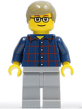 LEGO cty0270 Plaid Button Shirt, Light Bluish Gray Legs, Dark Tan Male Hair, Glasses